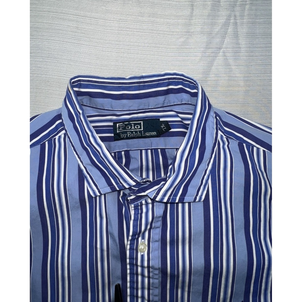 Polo Ralph Lauren Men's Blue and White Stripes, Long Sleeve Dress Shirt. SZ XXL - Picture 3 of 15
